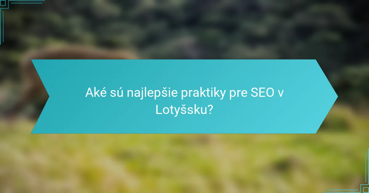 Aké sú najlepšie praktiky pre SEO v Lotyšsku?